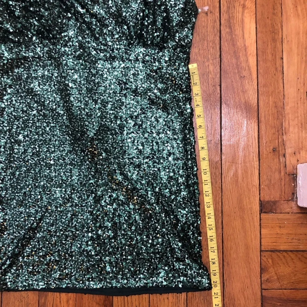 Fashion Nova Emerald Sequin Cowl Neck Mini Dress-NWT